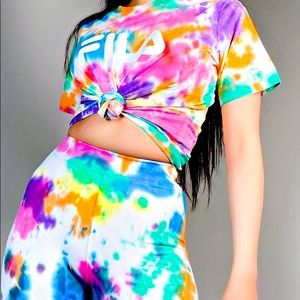 FILA TIE DYE SET top & bottom NEW